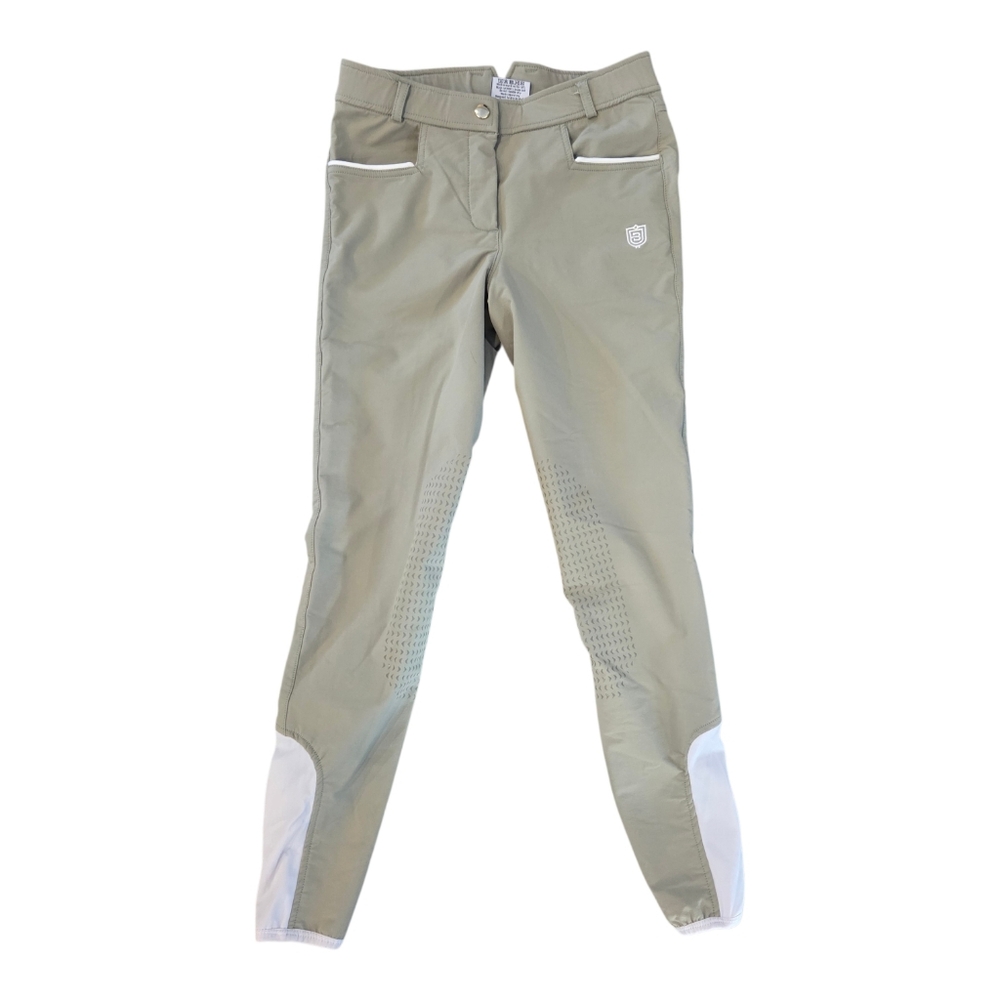 Bullet Equestrian High Quality Knee Grip Breeches, Green, Size XS,